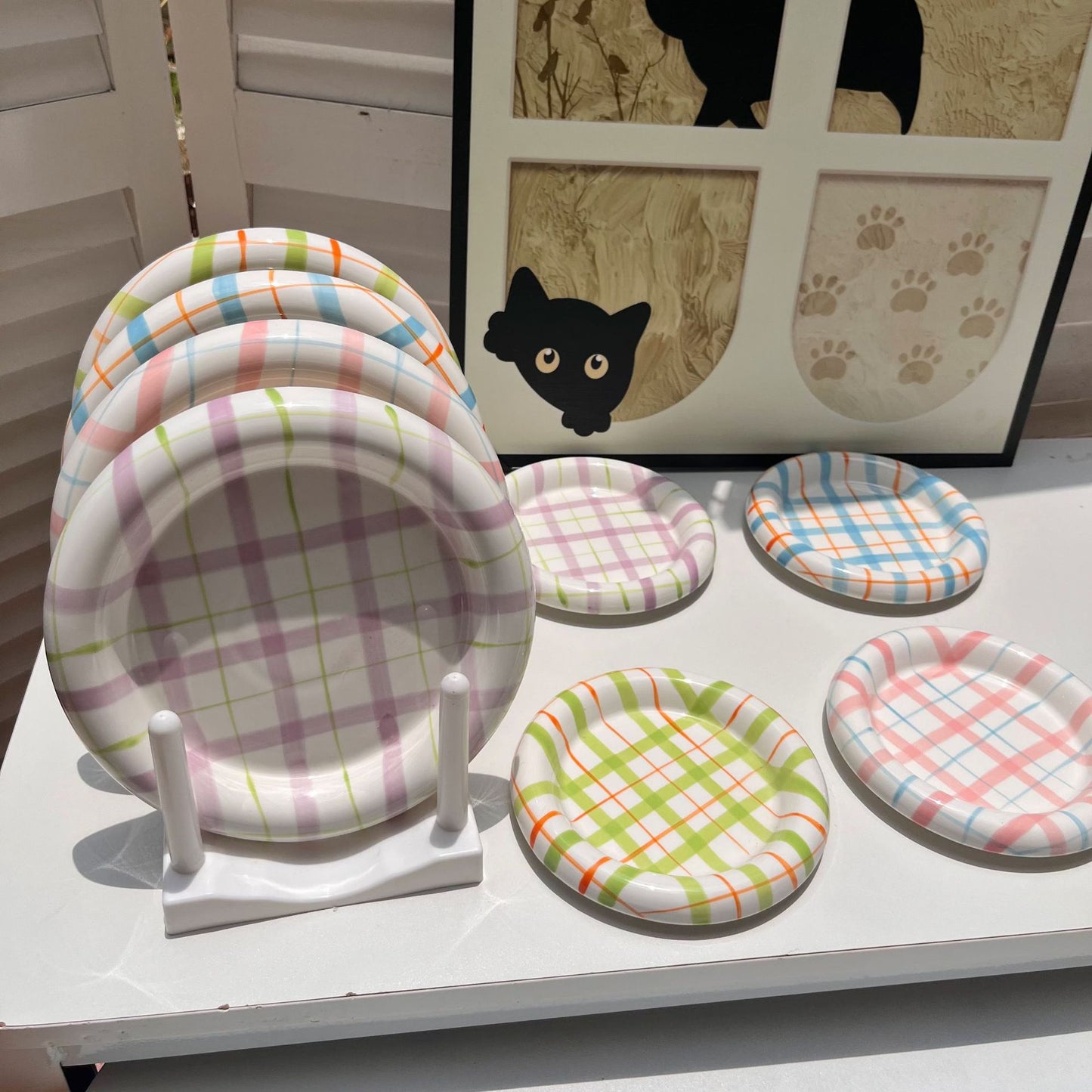 Dudu plaid cat bowl