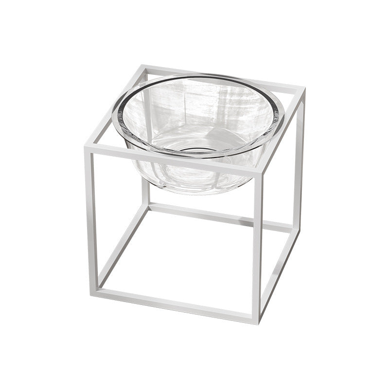 Ergonomic Clear Glass Water & Dry Food Bowl for Cats