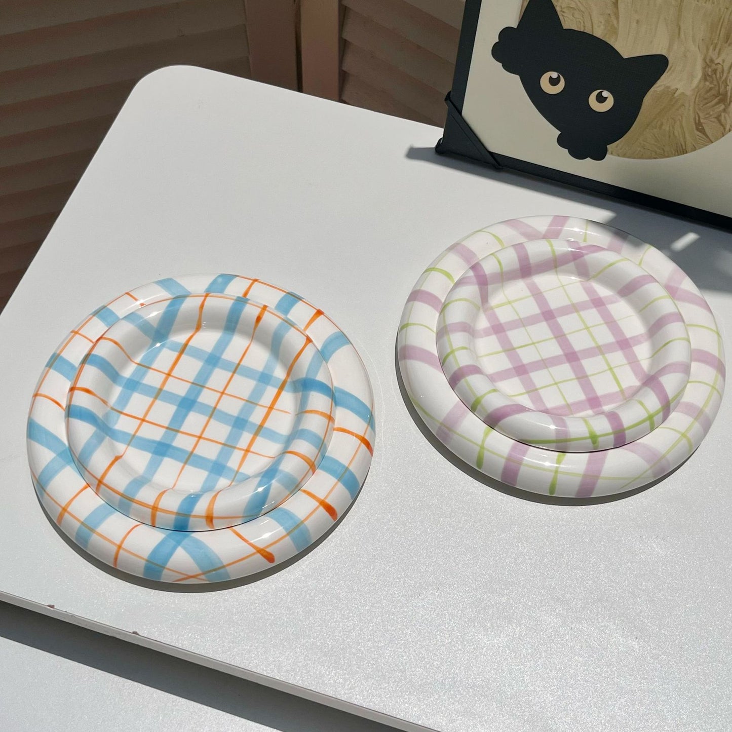 Dudu plaid cat bowl