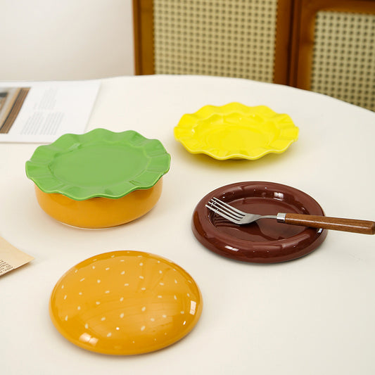 Cartoon Creative Hamburger Ceramic Bowl