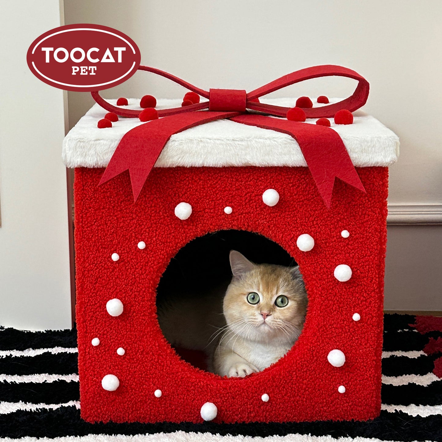Christmas gift box cat bed