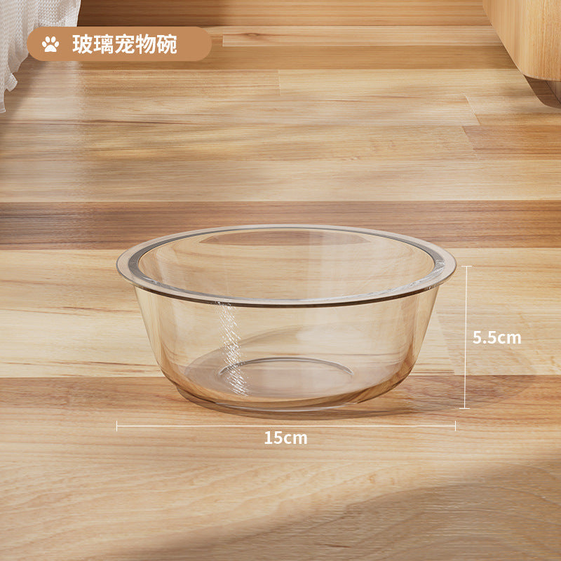 Ergonomic Clear Glass Water & Dry Food Bowl for Cats