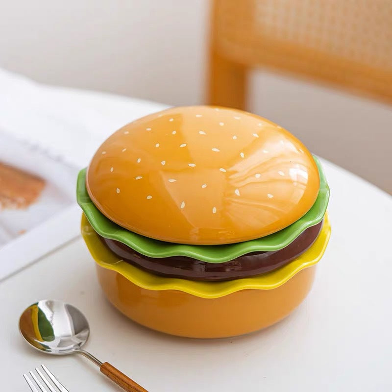 Cartoon Creative Hamburger Ceramic Bowl
