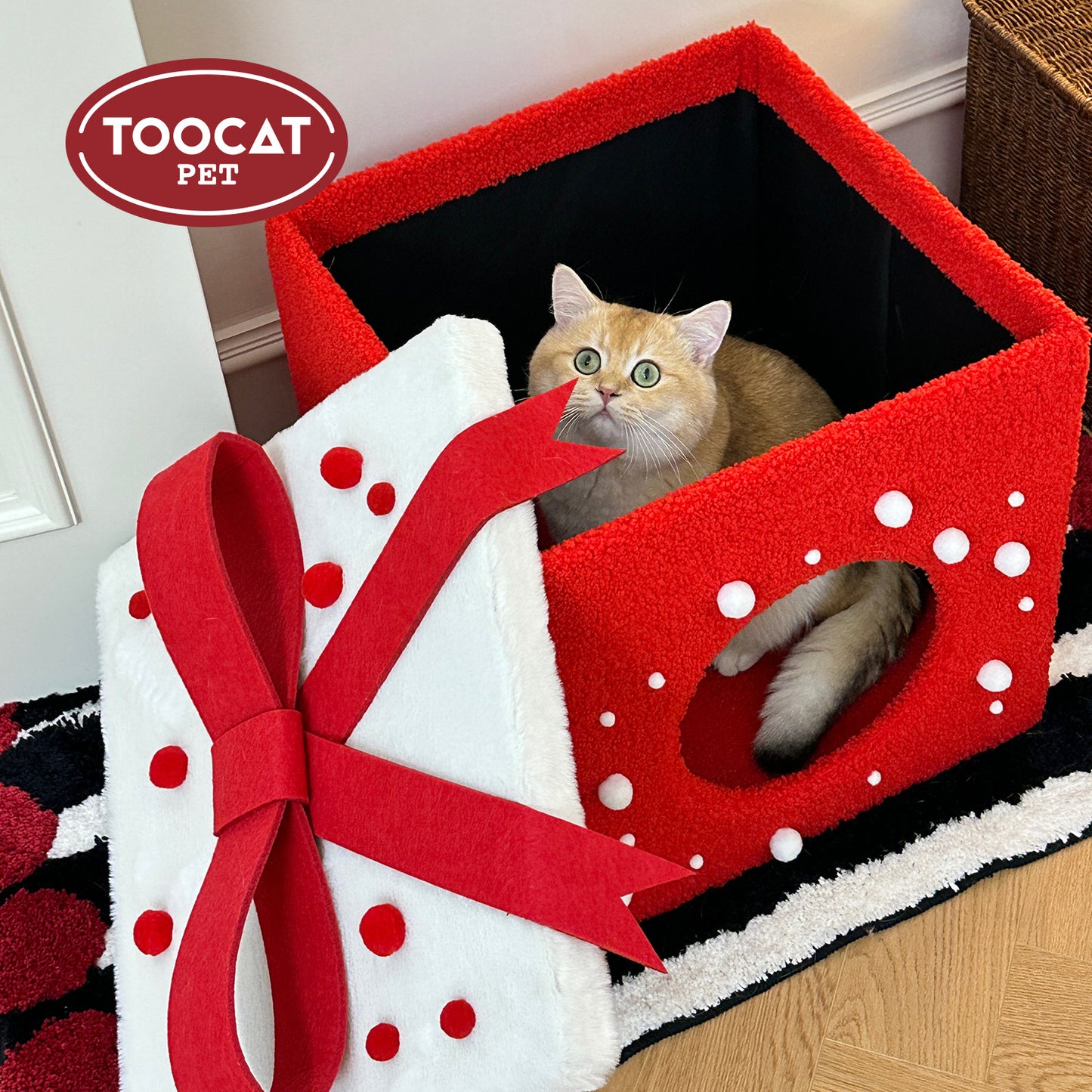 Christmas gift box cat bed