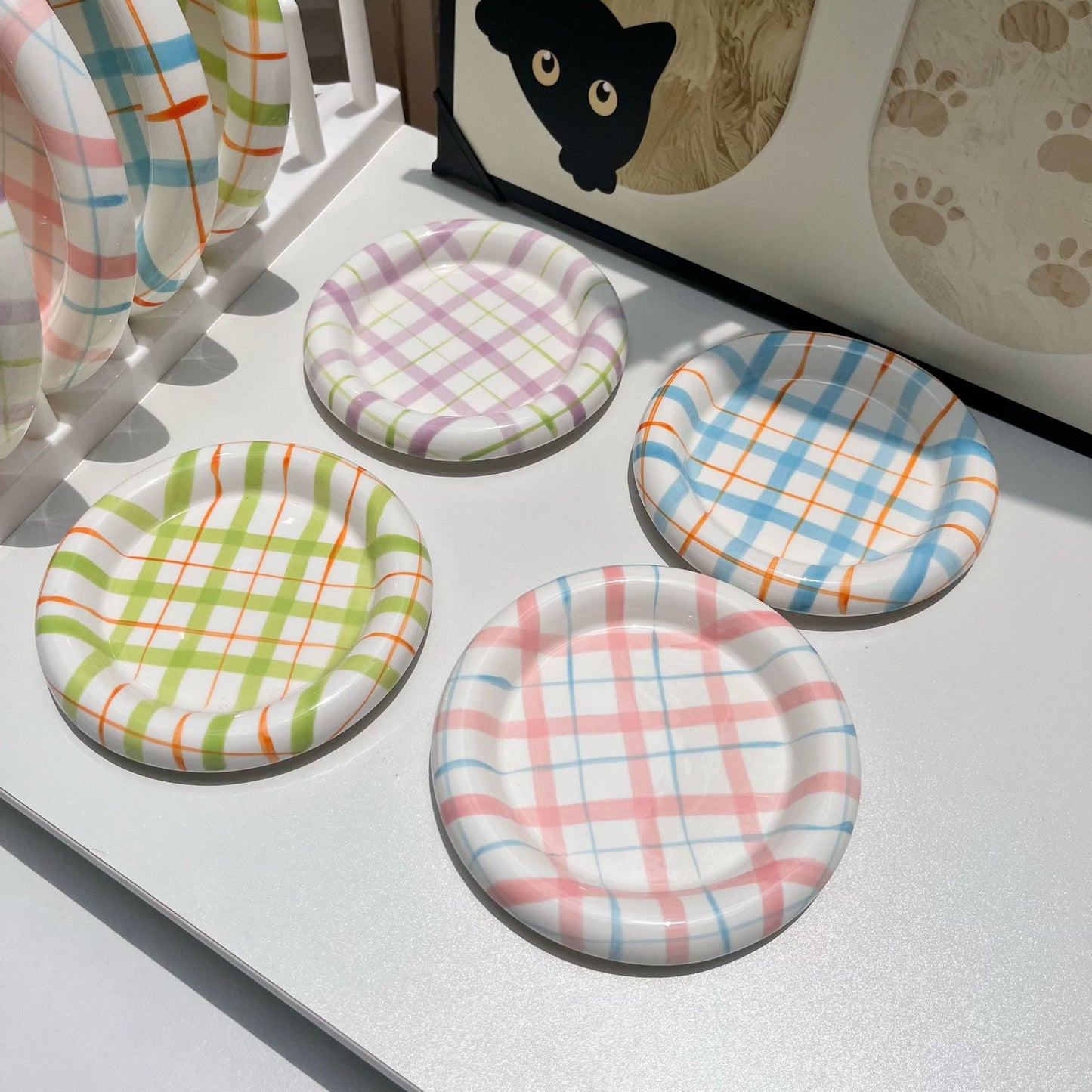 Dudu plaid cat bowl