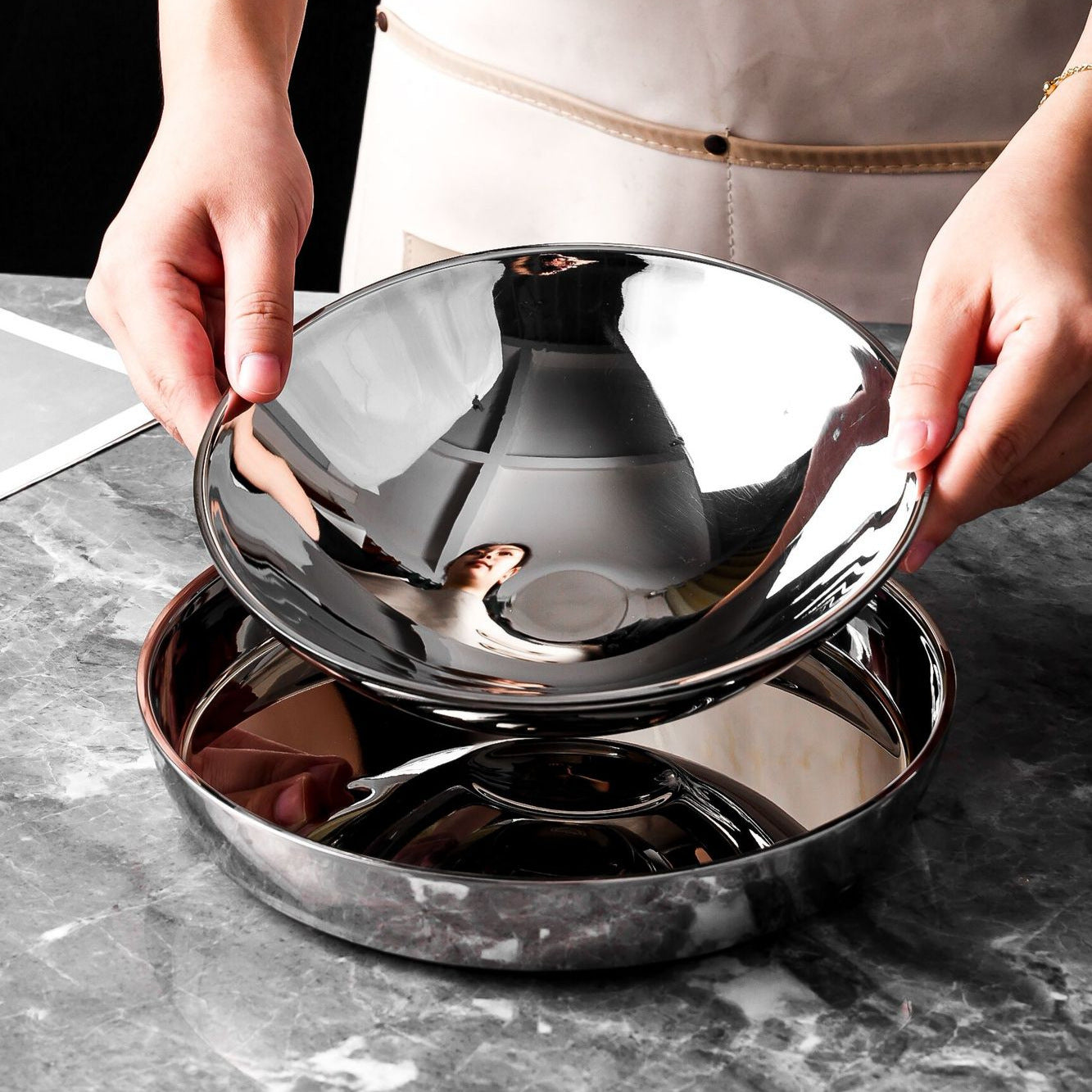 stainless steepet bowls and plates