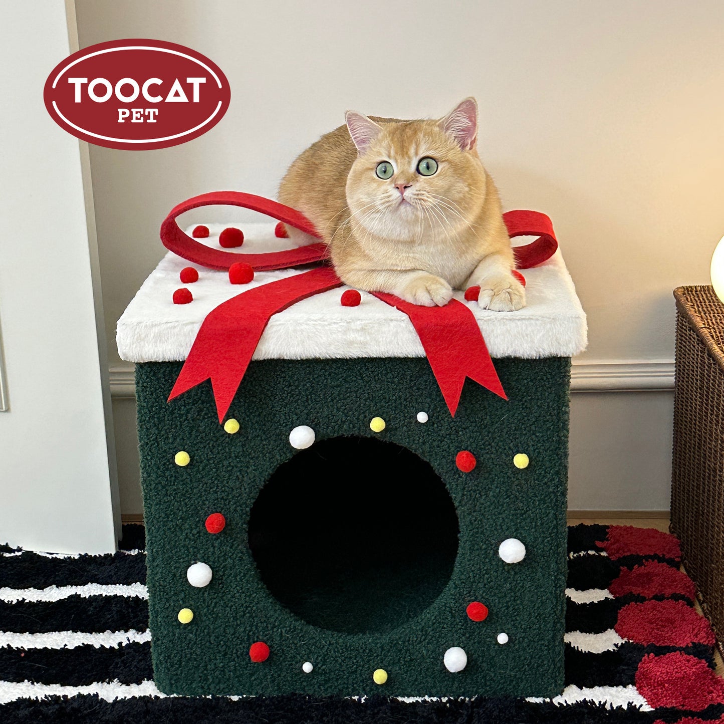 Christmas gift box cat bed