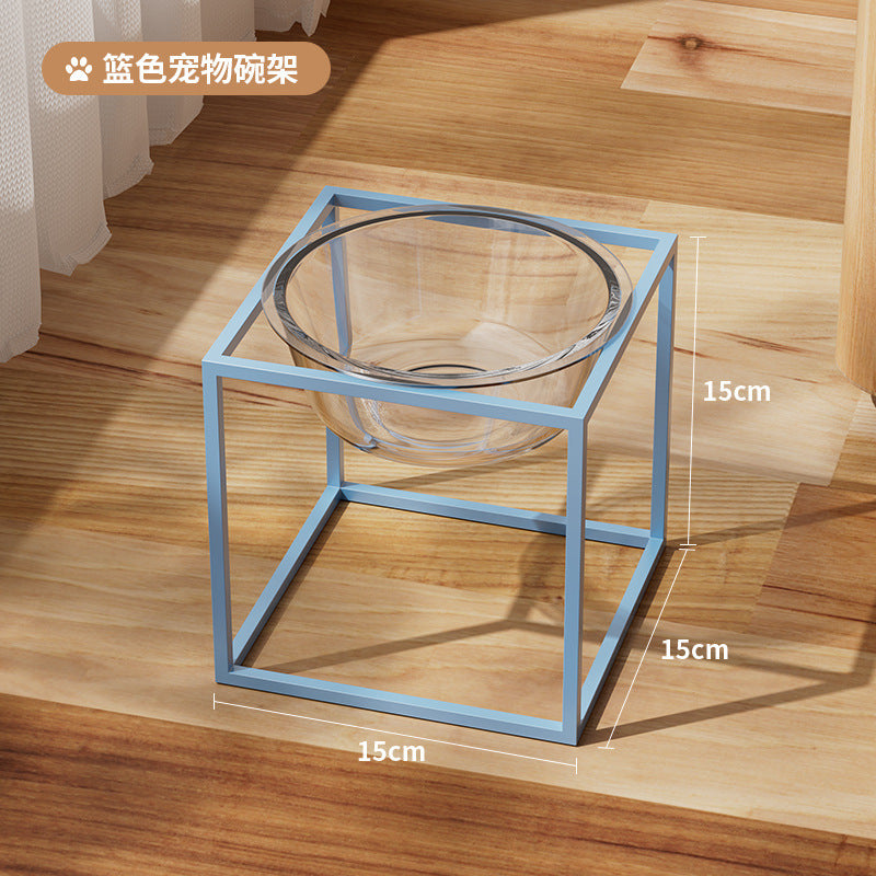 Ergonomic Clear Glass Water & Dry Food Bowl for Cats