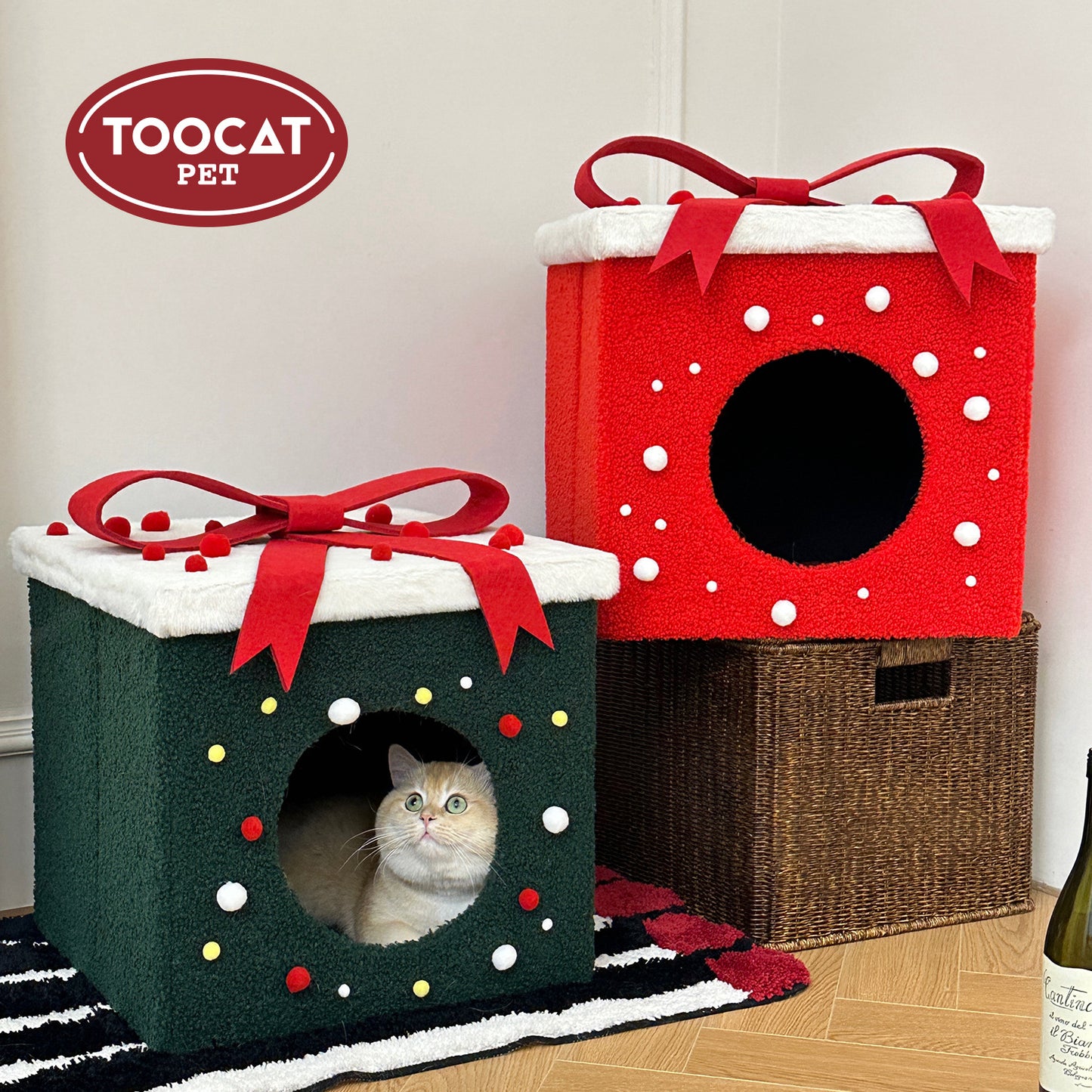 Christmas gift box cat bed