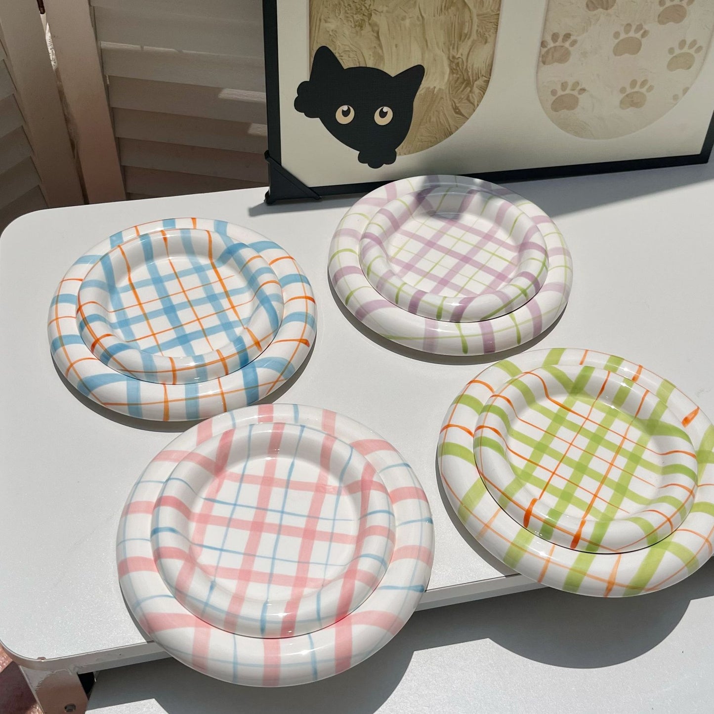 Dudu plaid cat bowl