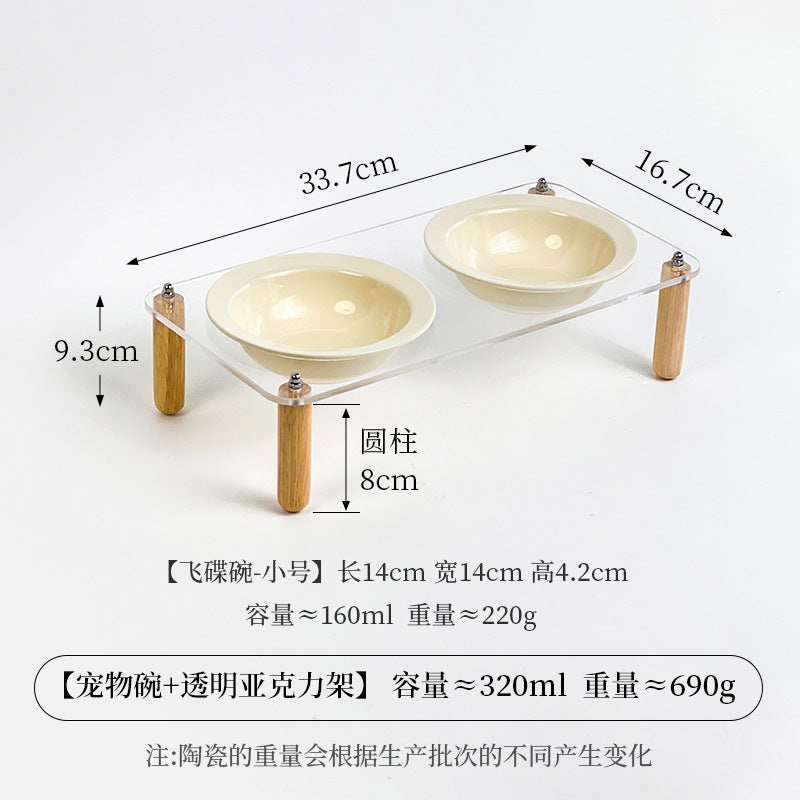 Creative cream style flying saucer bowl with four pillar acrylicbowl rack