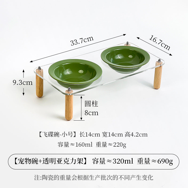 Creative cream style flying saucer bowl with four pillar acrylicbowl rack