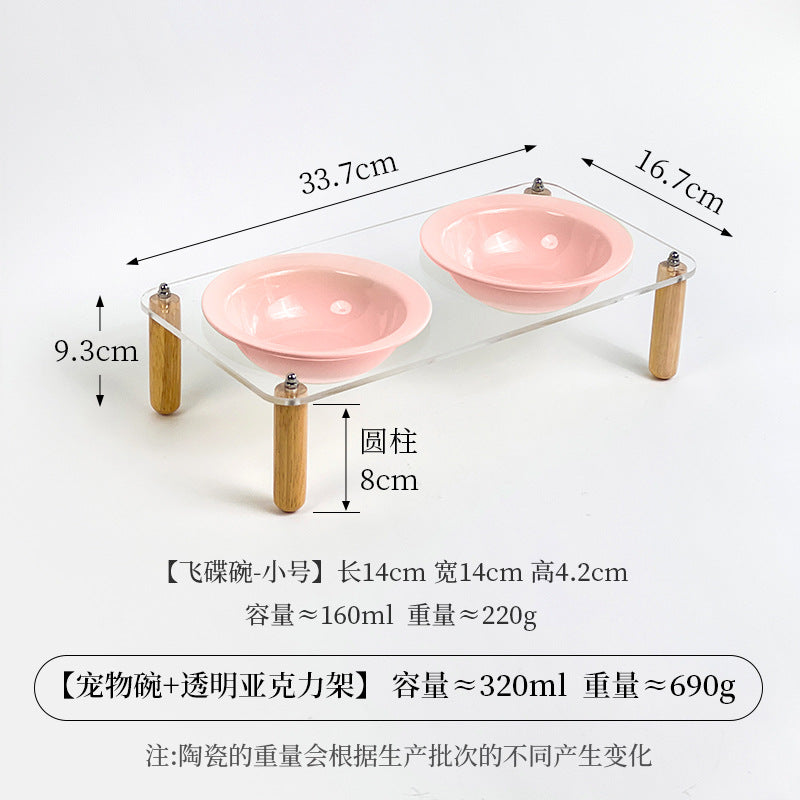 Creative cream style flying saucer bowl with four pillar acrylicbowl rack