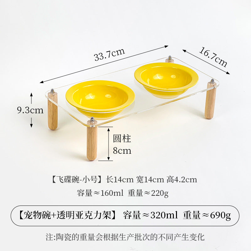 Creative cream style flying saucer bowl with four pillar acrylicbowl rack