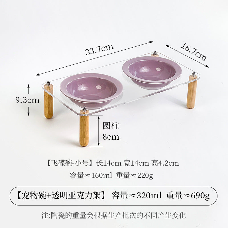 Creative cream style flying saucer bowl with four pillar acrylicbowl rack