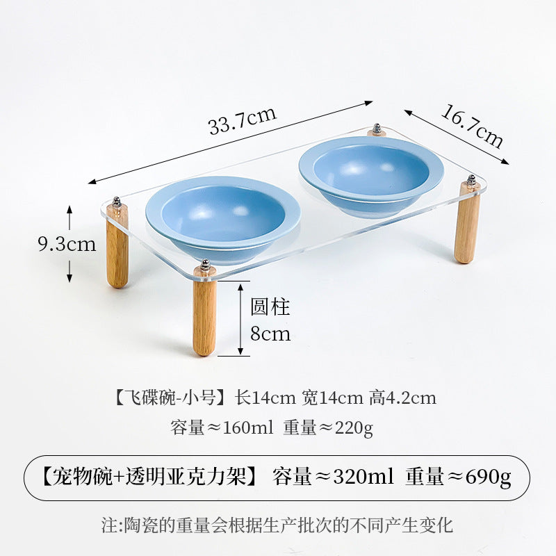Creative cream style flying saucer bowl with four pillar acrylicbowl rack
