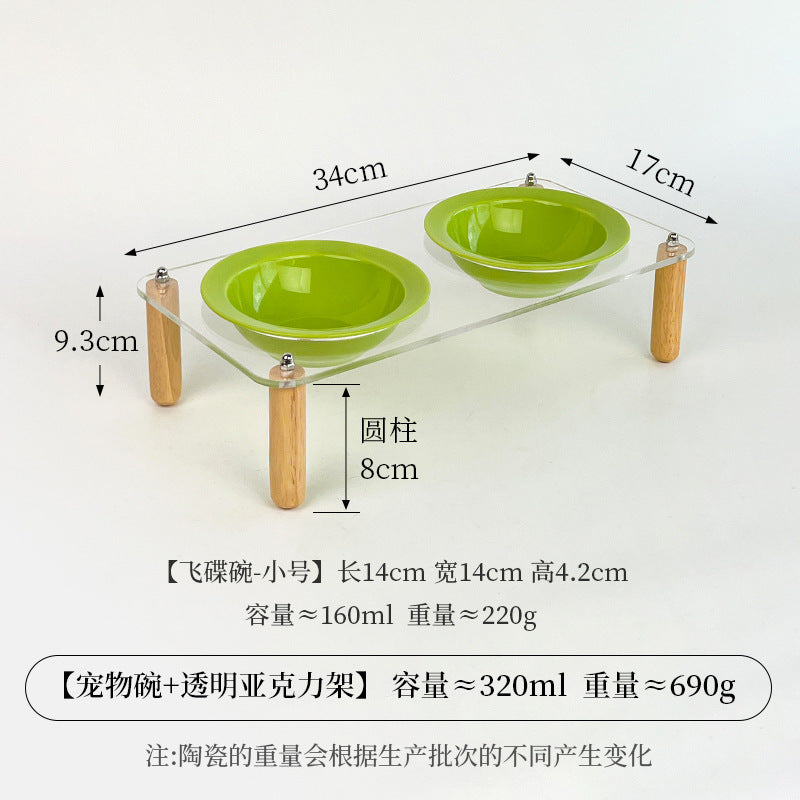 Creative cream style flying saucer bowl with four pillar acrylicbowl rack