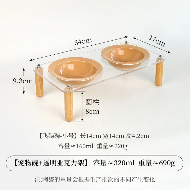 Creative cream style flying saucer bowl with four pillar acrylicbowl rack