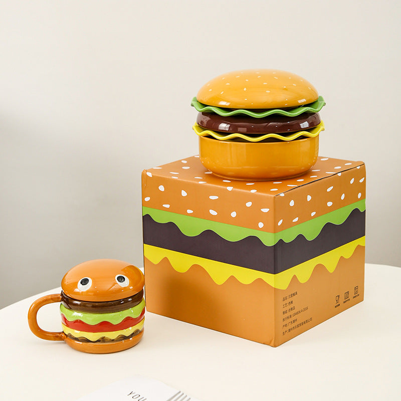 Cartoon Creative Hamburger Ceramic Bowl