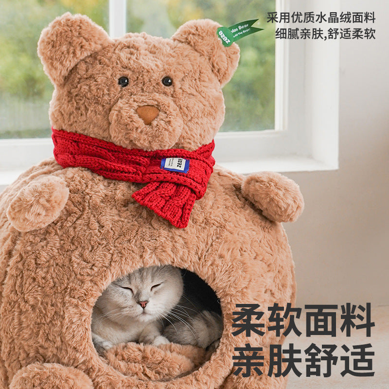 Bear soft nest winter warm cat bed