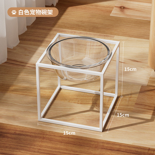 Ergonomic Clear Glass Water & Dry Food Bowl for Cats