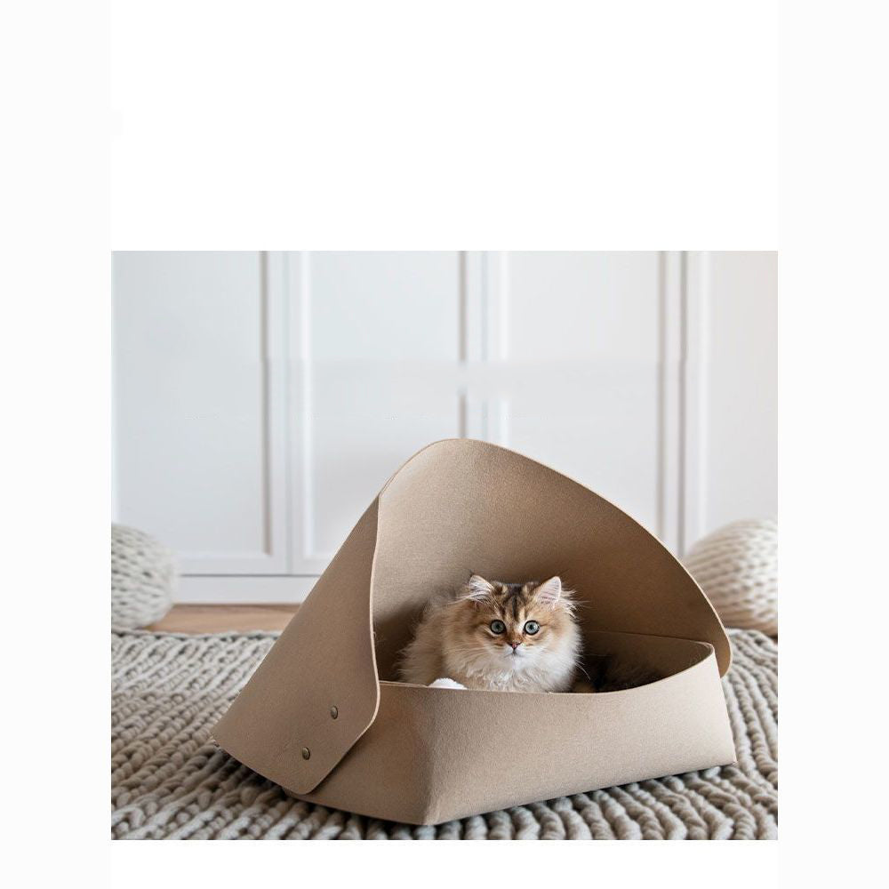 Semi-enclosed felt cat bed