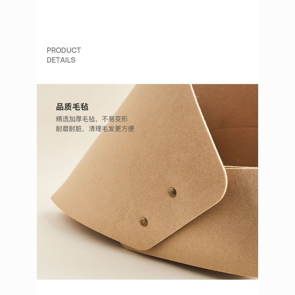 Semi-enclosed felt cat bed