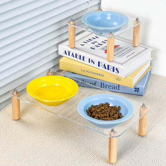 Creative cream style flying saucer bowl with four pillar acrylicbowl rack