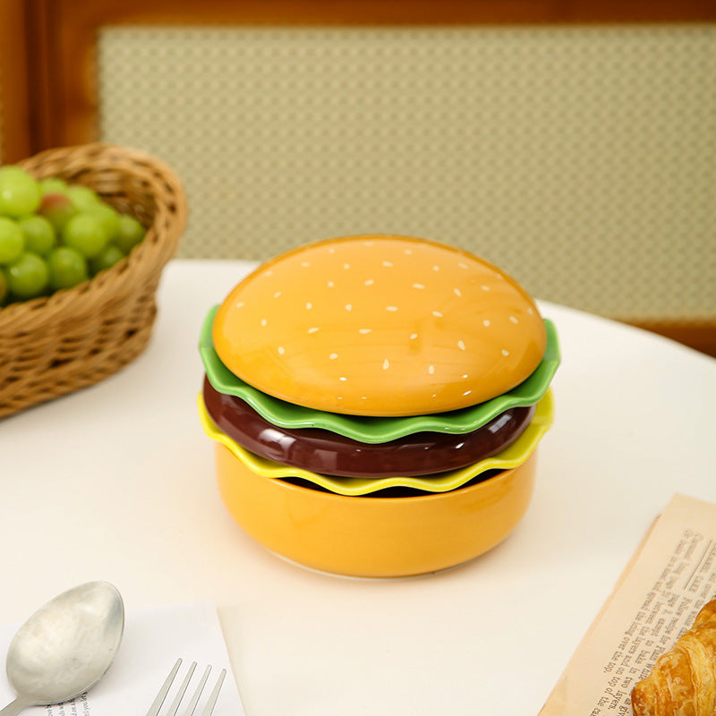 Cartoon Creative Hamburger Ceramic Bowl