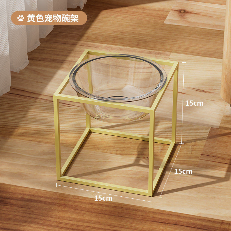 Ergonomic Clear Glass Water & Dry Food Bowl for Cats
