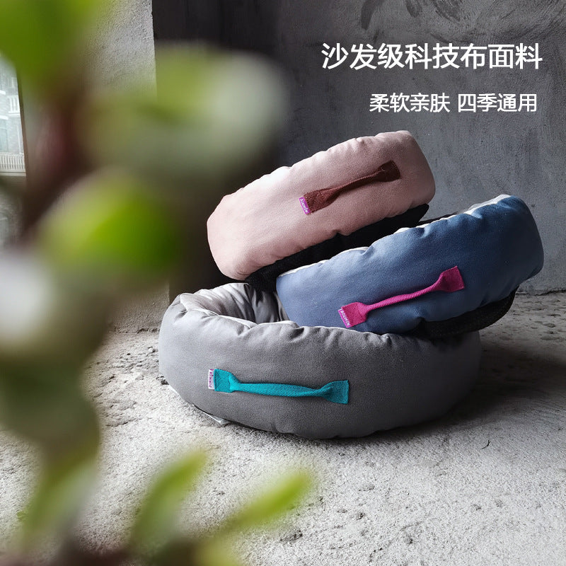 High-end technology cloth round cat bed